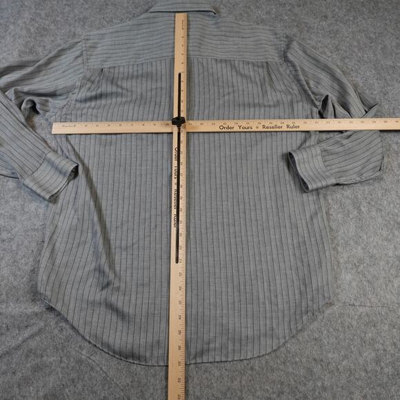 Yves Saint Laurent YSL Shirt Mens 16 32/33 Button Front Striped Long Sleeve - Picture 5 of 6